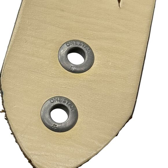 One Star Cutout Leather Belt Women XL Cream Western Boho Rustic Rodeo Everyday - Picture 4 of 10